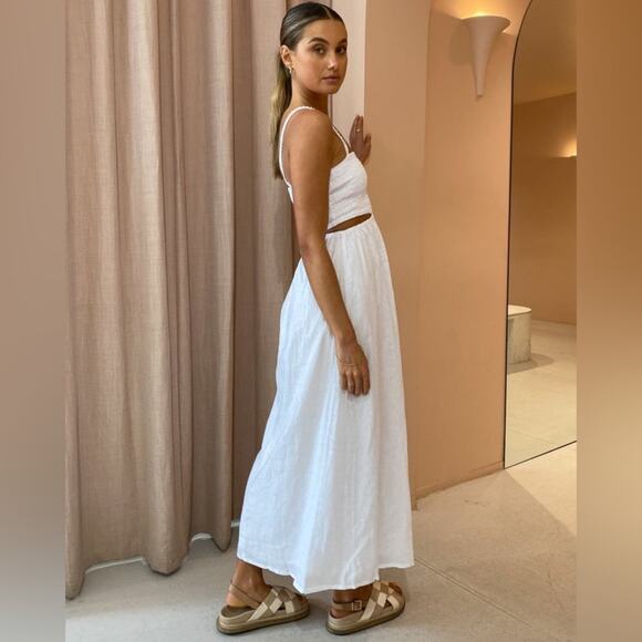 FAITHFULL THE BRAND Tayari Midi Dress in Plain White US 6 Medium 299.00 NWT - Picture 10 of 13